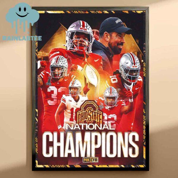 Ohio State Buckeyes Football National Champions College Football Playoff 2024 Home Decor Poster Canvas