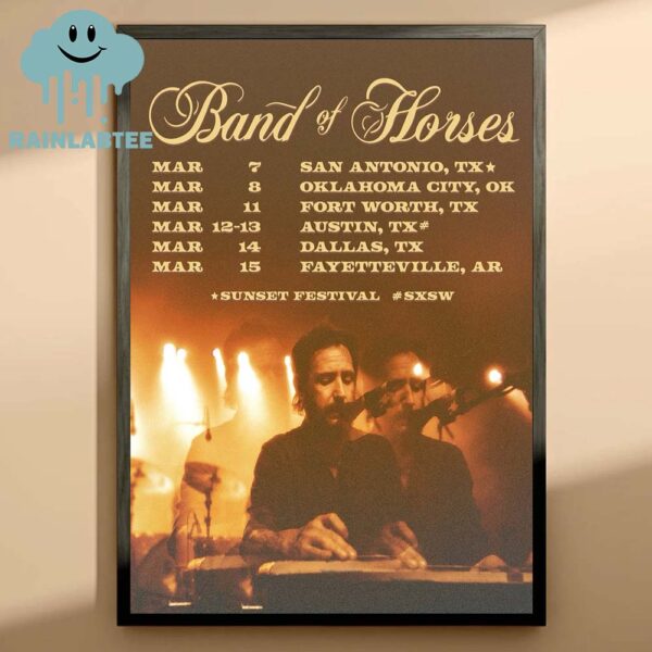 Band Of Horses Sunset Festivals SXSW 2025 From March 7th To 15th Home Decor Poster Canvas