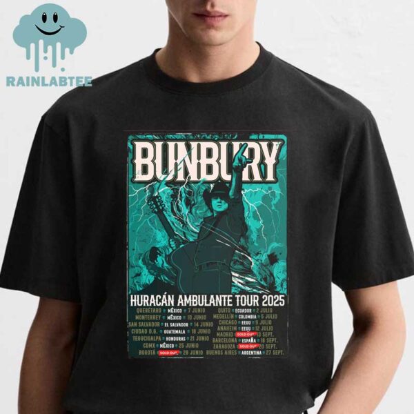 Enrique Bunbury 2025 Huracán Ambulante Tour Dates Unisex T-Shirt