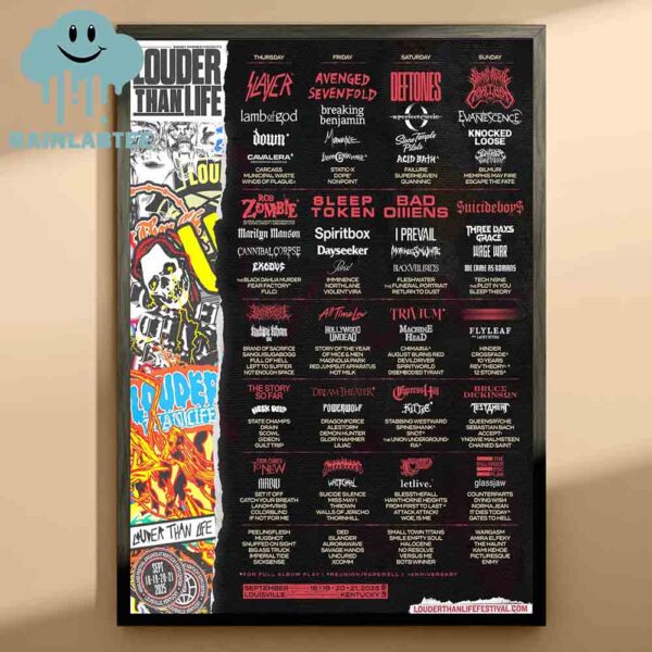 Louder Than Life Festival 2025 Lineup Louisville Kentucky From September 18th To 21st Home Decor Poster Canvas