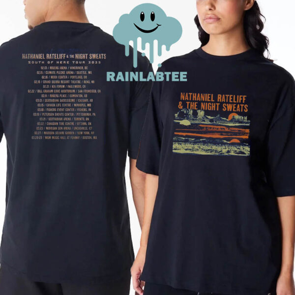 Nathaniel Rateliff And The Night Sweats South Of Here 2025 Tour Dates Two Sided T-Shirt