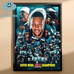 Philadelphia Eagles Super Bowl LIX Champhions Fly Eagles Fly Home Decor Poster Canvas