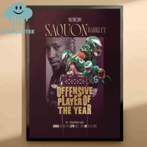 Saquon Barkley Philadelphia Eagles NFL 2024 2025 Offensive Player Of The Year Home Decor Poster Canvas