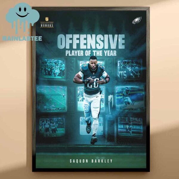 Saquon Barkley Philadelphia Eagles Offensive Player Of The Year NFL 2024 2025 Home Decor Poster Canvas