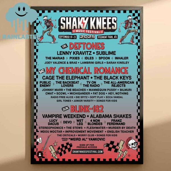 Shaky Knees Festival 2025 Lineup Piedmont Park ALT From September 19th To 21st Home Decor Poster Canvas