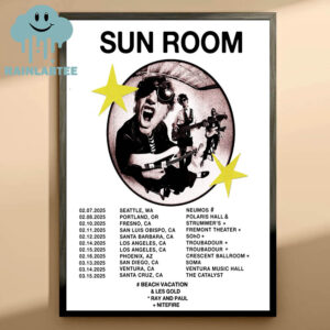 Sun Room Band West Coast 2025 Tour Dates Home Decor Poster Canvas