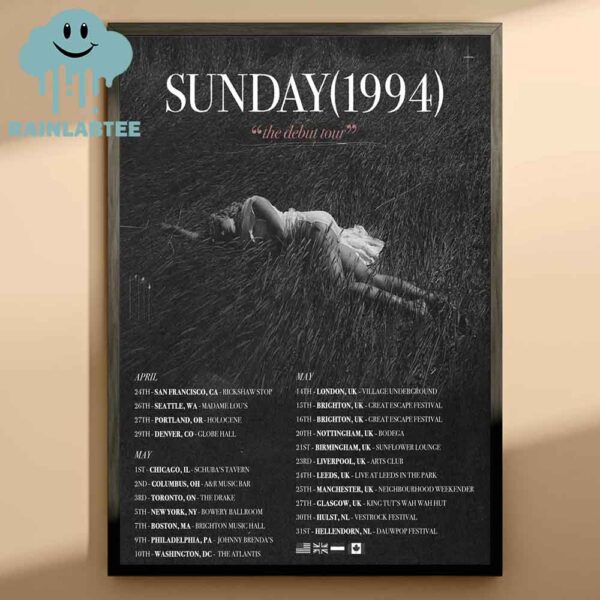 Sunday (1994) 2025 First Headline Tour Dates Schedule Home Decor Poster Canvas