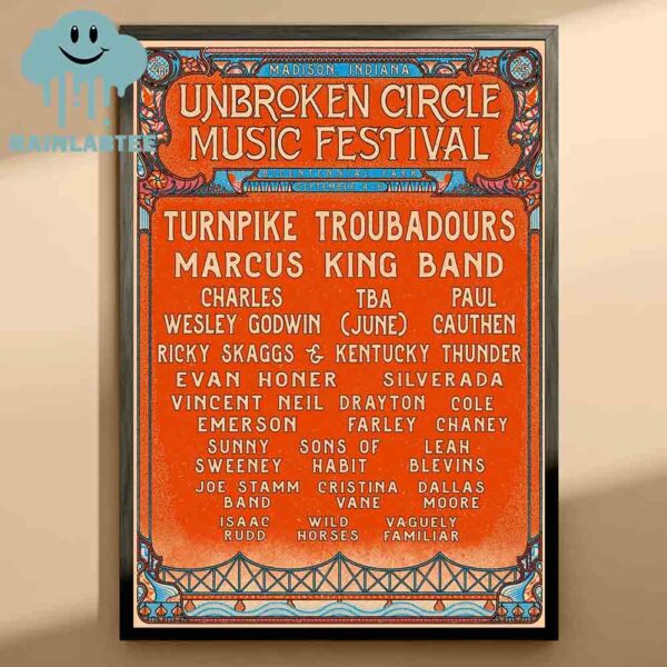 Unbroken Circle Music Festival Madison Indiana 2025 Bicentennial Park From September 4th To 6th Home Decor Poster Canvas