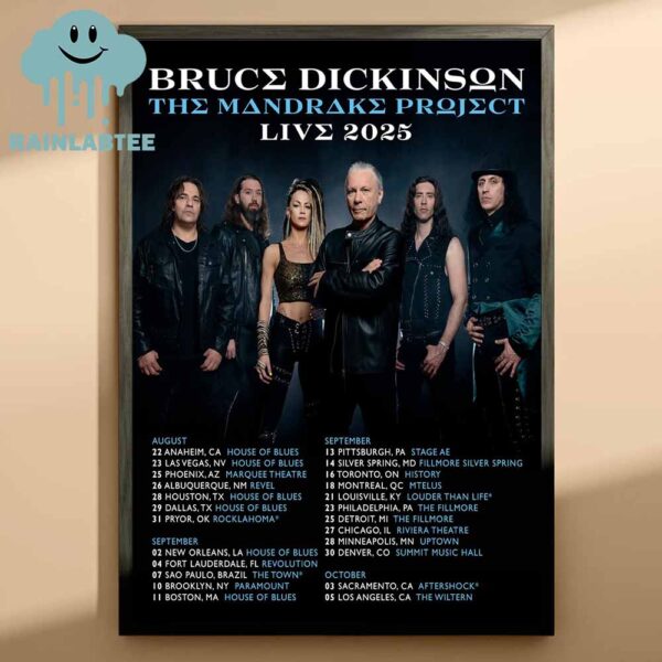 Bruce Dickinson’s Tour The Mandrake Project Live 2025 North American Tour 2025 Home Decor Poster Canvas