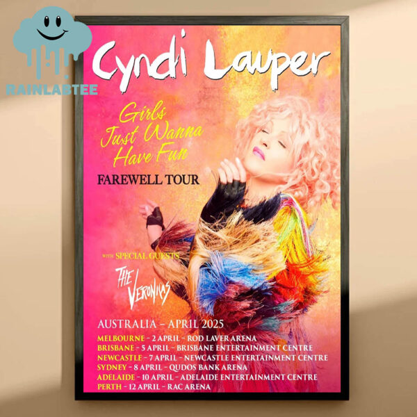 Cyndi Lauper Girl Just Wanna Have Fun Farewell Tour To Australia In April 2025 With Special Guests The Veronicas Home Decor Poster Canvas