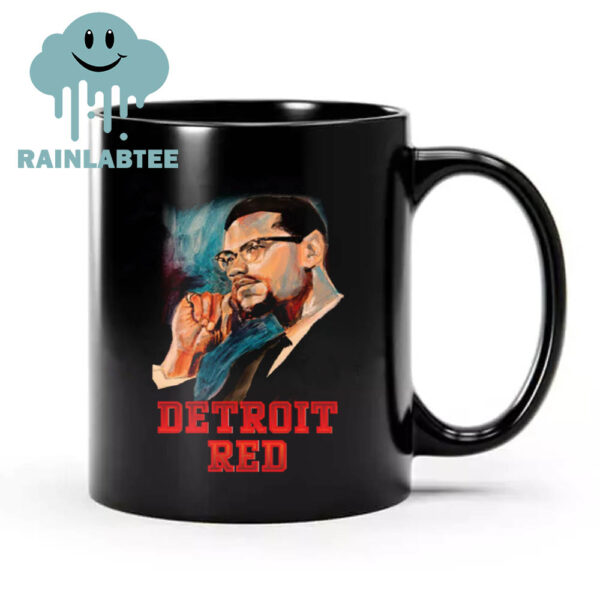 Detroit Pistons Malcolm X Painted Portrait  Ceramic Mug Cup Black