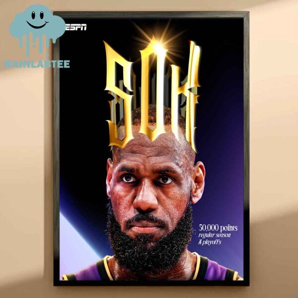 Lebron James The King Sits Alone On His Throne 50K Points Home Decor Poster Canvas