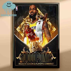 NBA Lebron James 50K CAREER POINTS Regular Season & Playoff Combinded Home Decor Poster Canvas